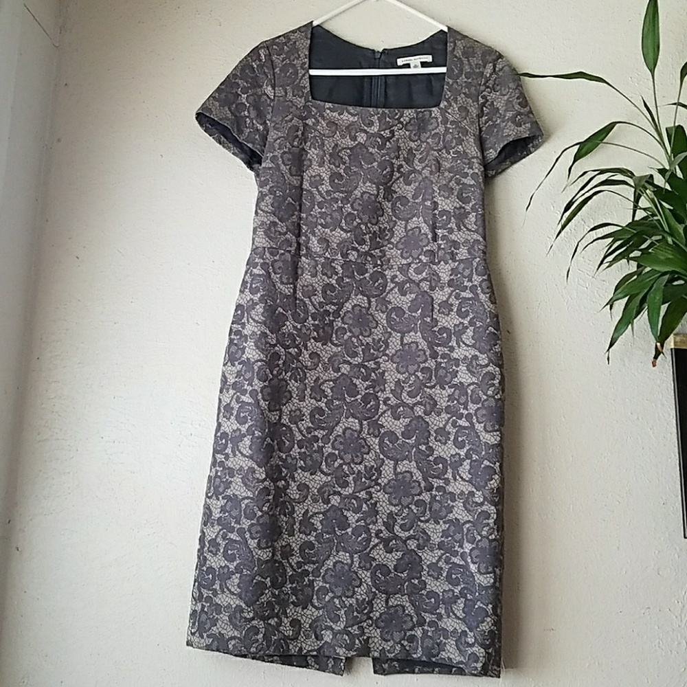 Banana republic grey floral lace formal dress